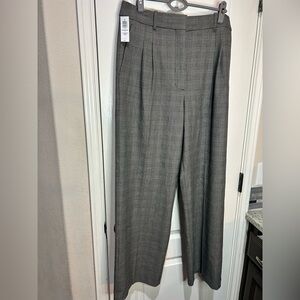 aritzia Wilfred Effortless Pants Lyle Black White Plaid High Rise Trouser Pants